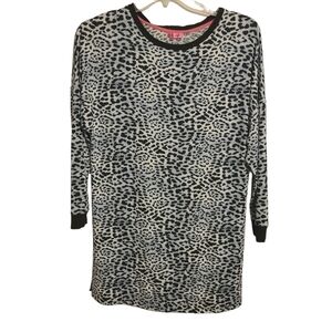 Betsey Johnson | Women's Animal Print Long Sleeve Gown or PJ Top (Size Medium)